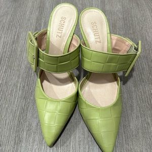 Schutz green mule sandal size 8.5